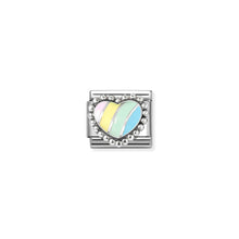 Load image into Gallery viewer, COMPOSABLE CLASSIC LINK 330204/37 PASTEL STRIPE HEART IN 925 SILVER &amp; ENAMEL
