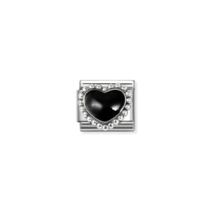 COMPOSABLE CLASSIC LINK 330204/38 BLACK HEART IN 925 SILVER & ENAMEL
