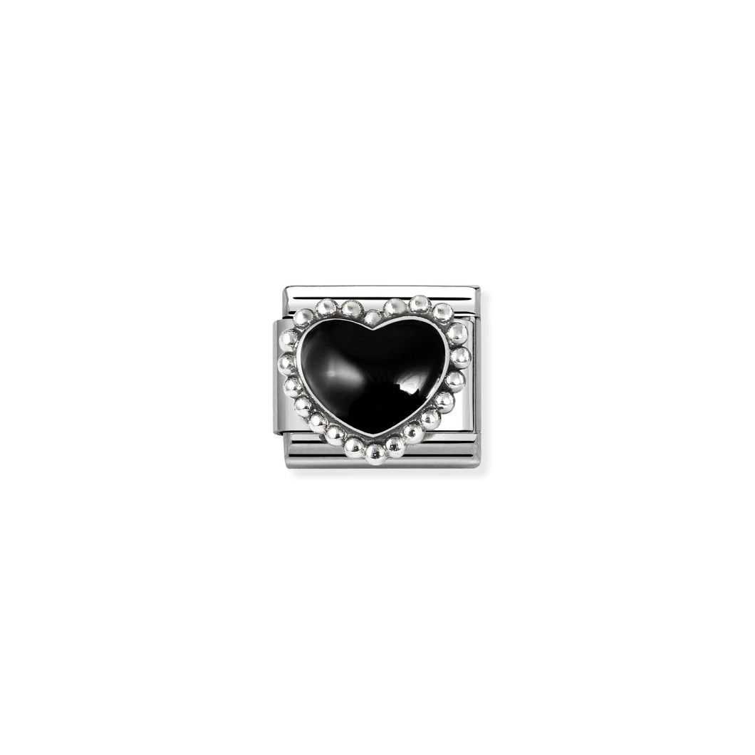 COMPOSABLE CLASSIC LINK 330204/38 BLACK HEART IN 925 SILVER & ENAMEL