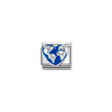 Load image into Gallery viewer, COMPOSABLE CLASSIC LINK 330204/45 WORLD MAP ON HEART IN SILVER &amp; ENAMEL
