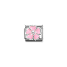 Load image into Gallery viewer, COMPOSABLE CLASSIC LINK 330321/14 PINK FLOWER ENAMEL IN 925 SILVER &amp; CZ
