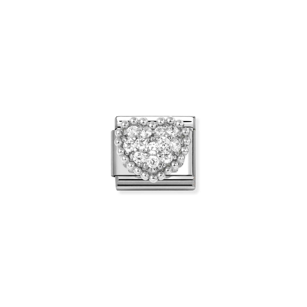COMPOSABLE CLASSIC LINK 330322/07 HEART IN 925 SILVER & WHITE CZ