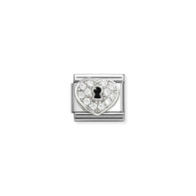 Load image into Gallery viewer, COMPOSABLE CLASSIC LINK 330328/09 HEART WITH KEY HOLE IN 925 SILVER &amp; WHITE CZ
