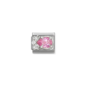 COMPOSABLE CLASSIC LINK 330329/08 WHITE & PINK CZ TEARDROP IN SILVER