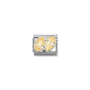 COMPOSABLE CLASSIC LINK 330329/15 YELLOW TWIN CZ TEARDROPS IN SILVER