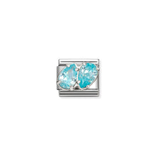 Load image into Gallery viewer, COMPOSABLE CLASSIC LINK 330329/16 LIGHT BLUE TWIN CZ TEARDROPS IN SILVER
