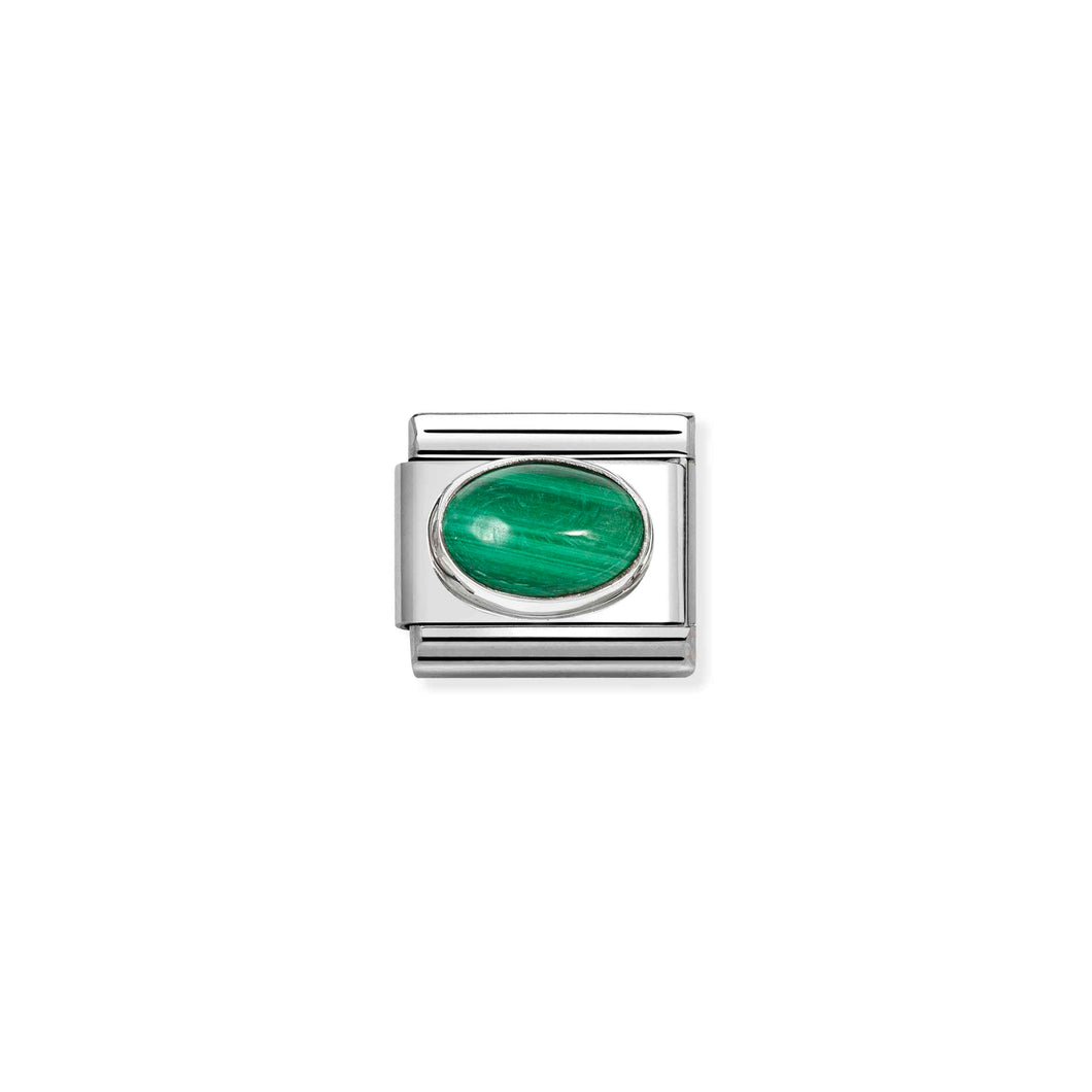 COMPOSABLE CLASSIC LINK 330510/48 OVAL MALACHITE STONE IN 925 SILVER