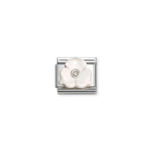 Load image into Gallery viewer, COMPOSABLE CLASSIC LINK 330512/24 WHITE 3 PETAL FLOWER IN SILVER &amp; CZ
