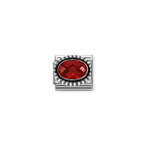 COMPOSABLE CLASSIC LINK 330607/005 OVAL FACETED RED CZ IN 925 SILVER