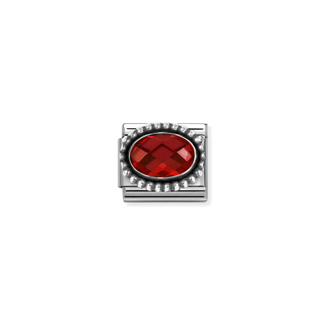 COMPOSABLE CLASSIC LINK 330607/005 OVAL FACETED RED CZ IN 925 SILVER