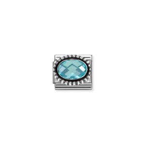 COMPOSABLE CLASSIC LINK 330607/006 OVAL FACETED LIGHT BLUE CZ IN 925 SILVER