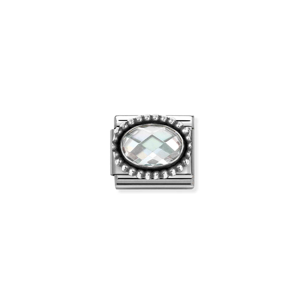 COMPOSABLE CLASSIC LINK 330607/010 OVAL FACETED WHITE CZ IN 925 SILVER