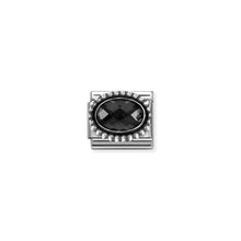 Load image into Gallery viewer, COMPOSABLE CLASSIC LINK 330607/011 OVAL FACETED BLACK CZ IN 925 SILVER
