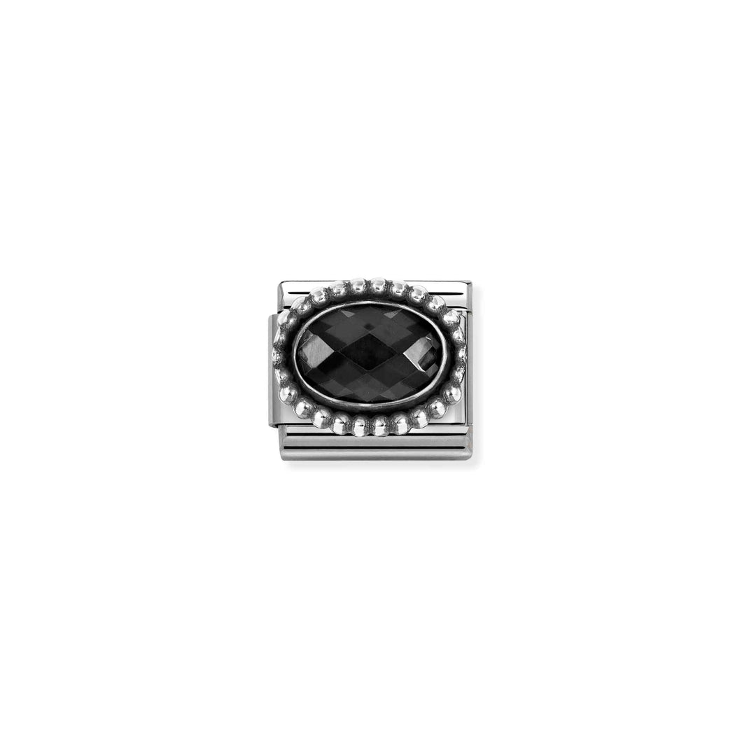 COMPOSABLE CLASSIC LINK 330607/011 OVAL FACETED BLACK CZ IN 925 SILVER