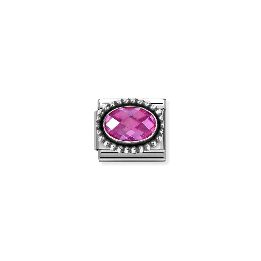 COMPOSABLE CLASSIC LINK 330607/030 OVAL FACETED FUCHSIA CZ IN 925 SILVER