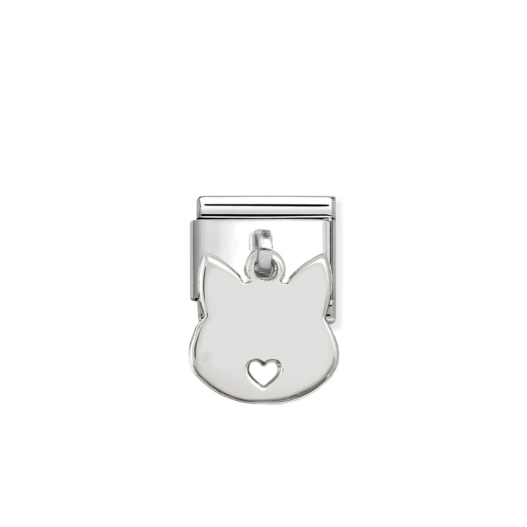 COMPOSABLE CLASSIC LINK 331801/15 CAT ENGRAVING PENDANT CHARM IN SILVER