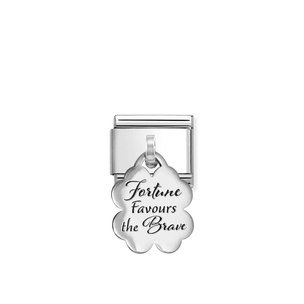 COMPOSABLE CLASSIC LINK 331811/11 FOUR-LEAF CLOVER 'FORTUNE FAVOURS THE BRAVE' CHARM IN 925 SILVER