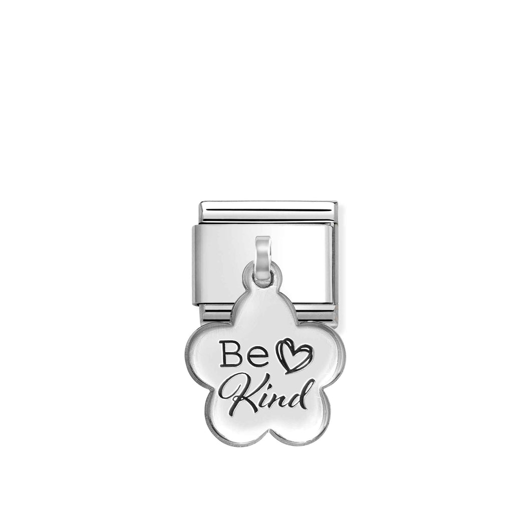 COMPOSABLE CLASSIC LINK 331811/12 FLOWER 'BE KIND' CHARM IN 925 SILVER