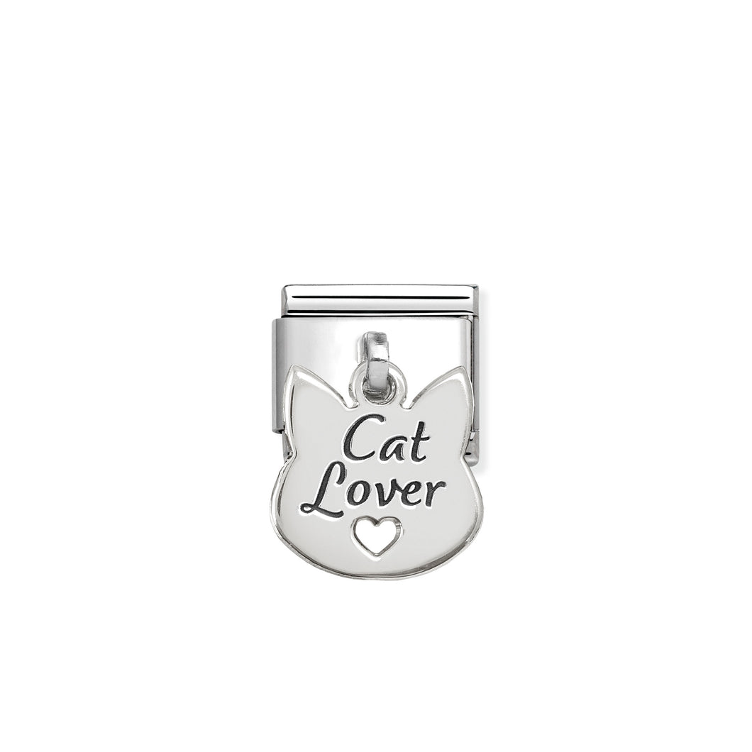 COMPOSABLE CLASSIC LINK 331811/14 CAT LOVER PENDANT CHARM IN SILVER