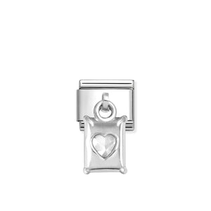 COMPOSABLE CLASSIC LINK 331812/11 RECTANGULAR BAGUETTE WHITE CZ CHARM IN 925 SILVER