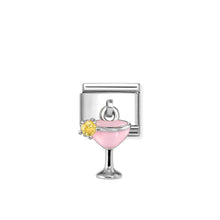 Load image into Gallery viewer, COMPOSABLE CLASSIC LINK 331815/18 PINK COCKTAIL PENDANT CHARM IN SILVER &amp; YELLOW CZ

