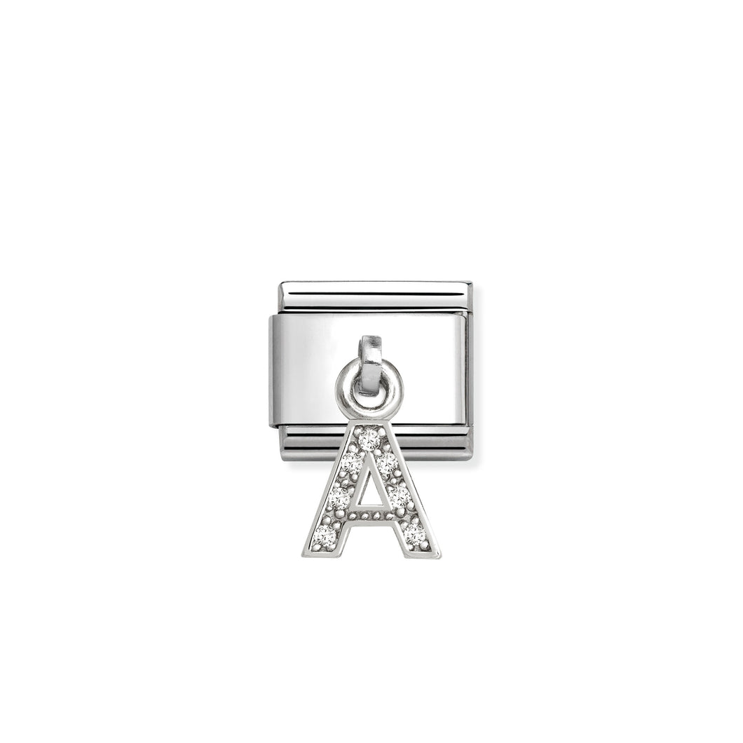 COMPOSABLE CLASSIC LINK 331818/01 LETTER A CHARM IN SILVER AND CZ