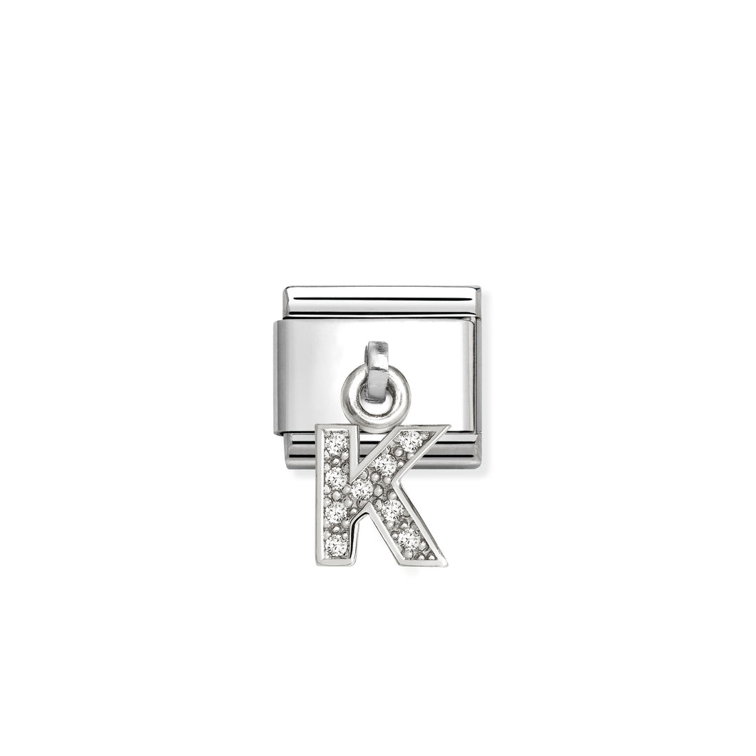 COMPOSABLE CLASSIC LINK 331818/11 LETTER K CHARM IN SILVER AND CZ