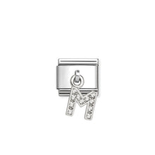 Load image into Gallery viewer, COMPOSABLE CLASSIC LINK 331818/13 LETTER M CHARM IN SILVER AND CZ
