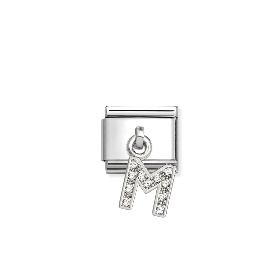 COMPOSABLE CLASSIC LINK 331818/13 LETTER M CHARM IN SILVER AND CZ