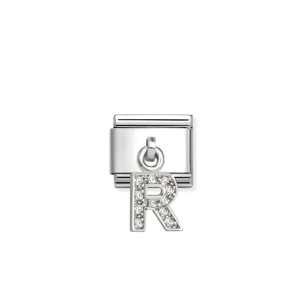 COMPOSABLE CLASSIC LINK 331818/18 LETTER R CHARM IN SILVER AND CZ