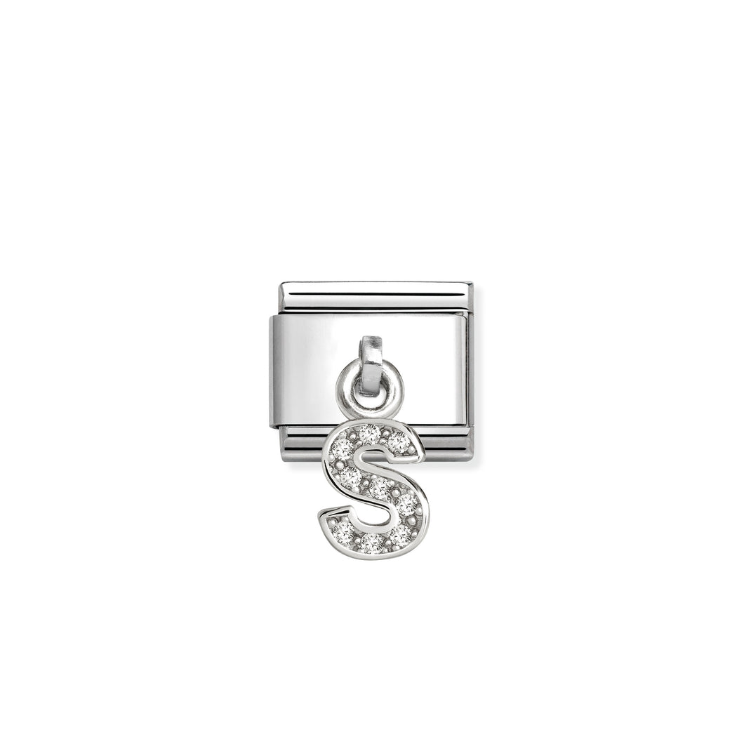COMPOSABLE CLASSIC LINK 331818/19 LETTER S CHARM IN SILVER AND CZ