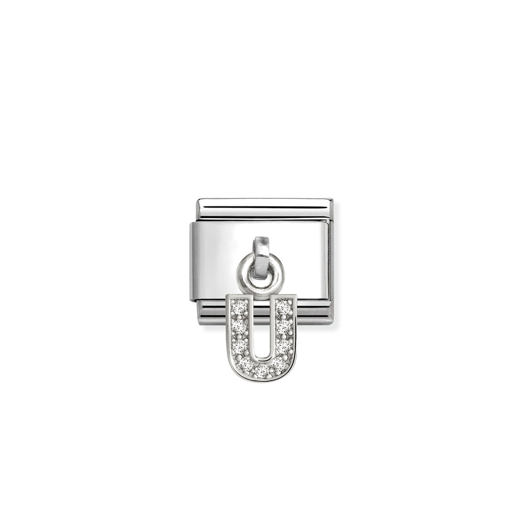 COMPOSABLE CLASSIC LINK 331818/21 LETTER U CHARM IN SILVER AND CZ