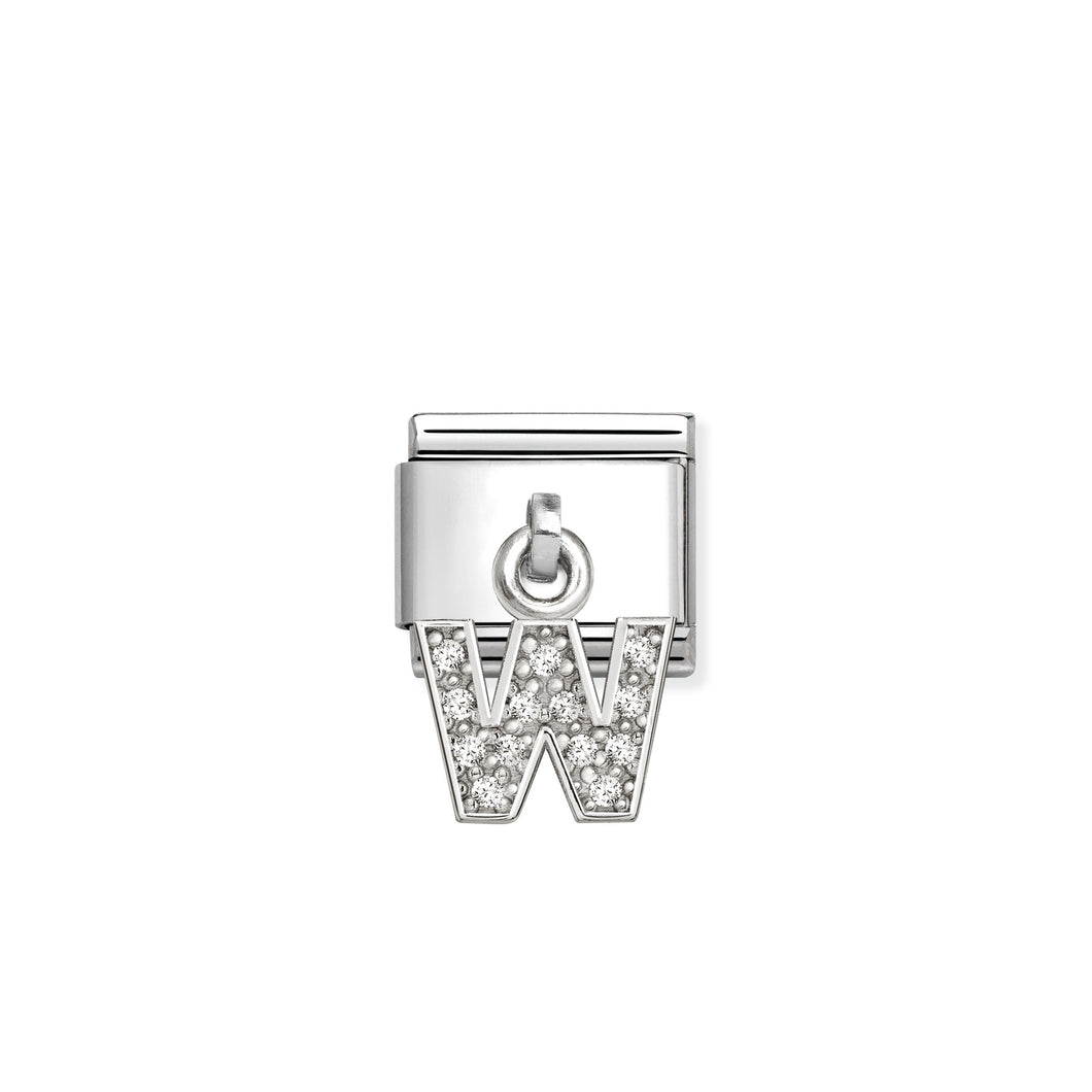 COMPOSABLE CLASSIC LINK 331818/23 LETTER W CHARM IN SILVER AND CZ