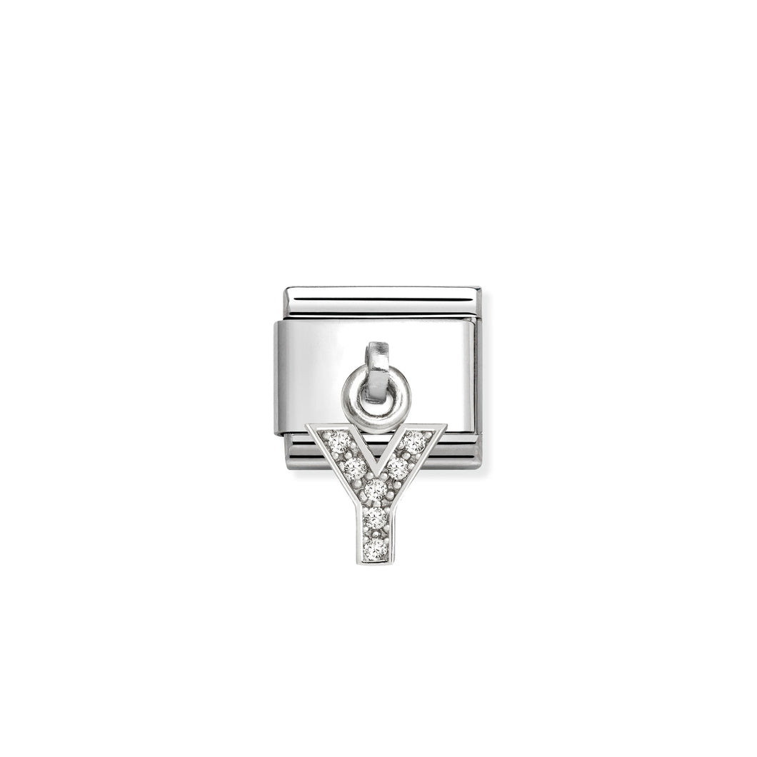 COMPOSABLE CLASSIC LINK 331818/25 LETTER Y CHARM IN SILVER AND CZ