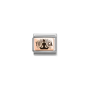 COMPOSABLE CLASSIC LINK 430111/31 YOGA LOTUS POSE IN 9K ROSE GOLD & ENAMEL