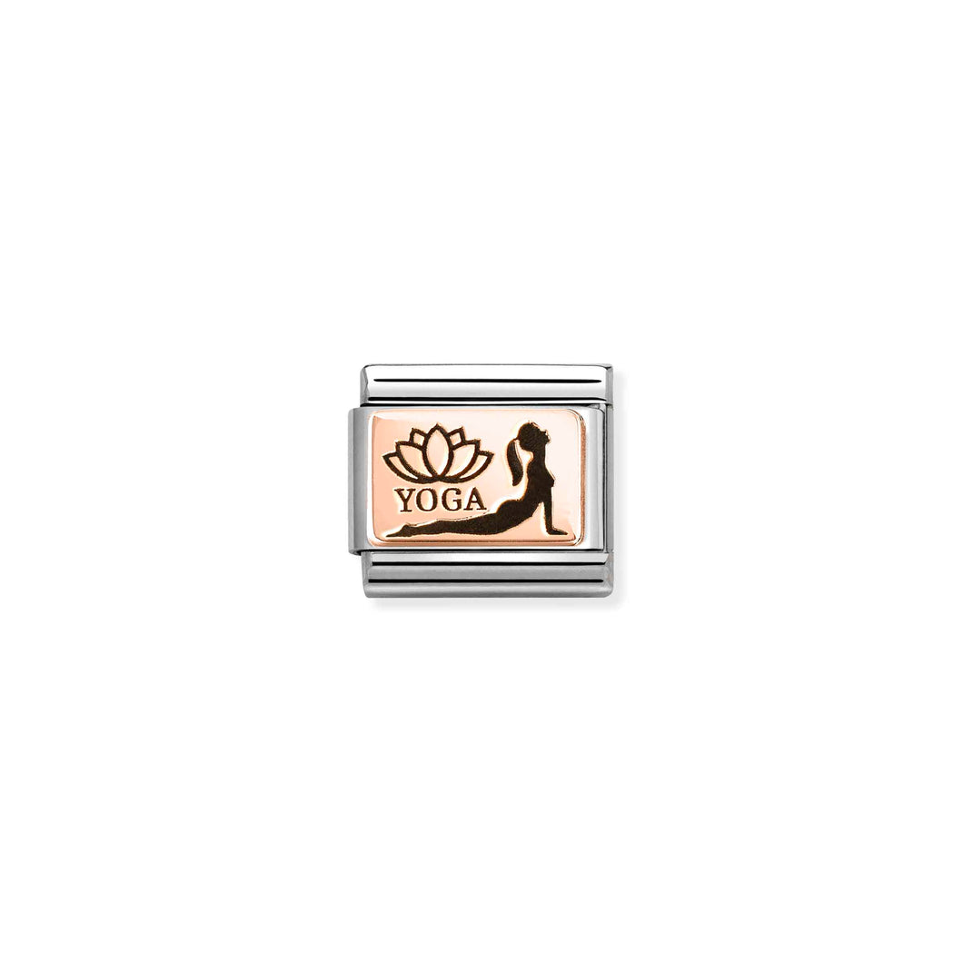 COMPOSABLE CLASSIC LINK 430111/32 YOGA COBRA POSE IN 9K ROSE GOLD & ENAMEL