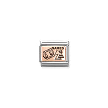 Load image into Gallery viewer, COMPOSABLE CLASSIC LINK 430111/22 CHESS AND DICE 9K ROSE GOLD AND BLACK ENAMEL
