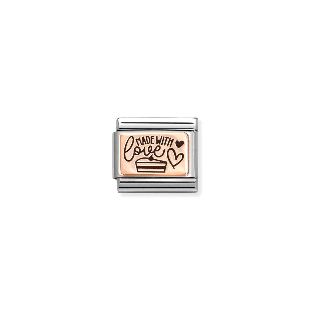 COMPOSABLE CLASSIC LINK 430111/24 MADE WITH LOVE 9K ROSE GOLD AND BLACK ENAMEL