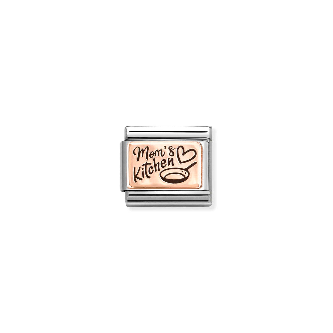 COMPOSABLE CLASSIC LINK 430111/26 MOM'S KITCHEN 9K ROSE GOLD AND BLACK ENAMEL
