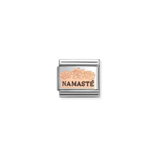 Load image into Gallery viewer, COMPOSABLE CLASSIC LINK 430202/43 NAMASTE WITH FLOWERS IN 9K ROSE GOLD &amp; ENAMEL
