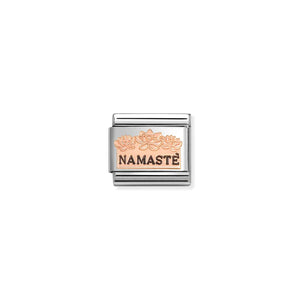 COMPOSABLE CLASSIC LINK 430202/43 NAMASTE WITH FLOWERS IN 9K ROSE GOLD & ENAMEL