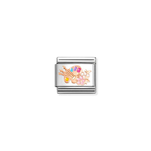 COMPOSABLE CLASSIC LINK 430202/30 ARTISTS PALETTE 9K ROSE GOLD AND ENAMEL