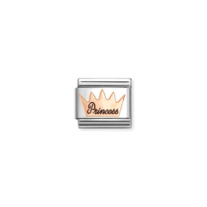 COMPOSABLE CLASSIC LINK 430202/34 PRINCESS WITH CROWN 9K ROSE GOLD AND BLACK ENAMEL