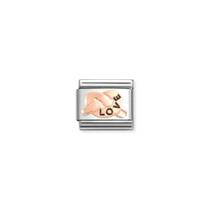 COMPOSABLE CLASSIC LINK 430202/35 LOVE KNOT 9K ROSE GOLD AND BLACK ENAMEL