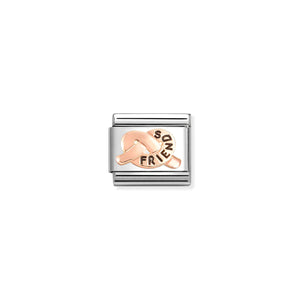 COMPOSABLE CLASSIC LINK 430202/36 FRIENDS KNOT 9K ROSE GOLD AND BLACK ENAMEL