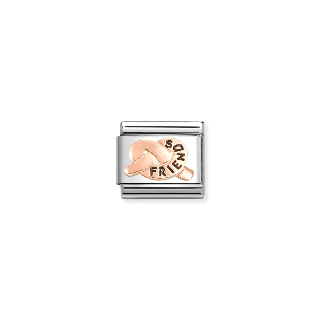 COMPOSABLE CLASSIC LINK 430202/36 FRIENDS KNOT 9K ROSE GOLD AND BLACK ENAMEL