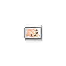 Load image into Gallery viewer, COMPOSABLE CLASSIC LINK 430202/40 LUCK KNOT 9K ROSE GOLD AND BLACK ENAMEL
