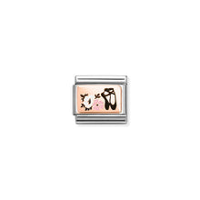 Load image into Gallery viewer, COMPOSABLE CLASSIC LINK 430204/05 BALLET SHOES WITH FLOWERS IN 9K ROSE GOLD &amp; ENAMEL
