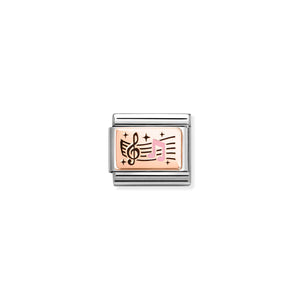 COMPOSABLE CLASSIC LINK 430204/06 MUSICAL NOTES IN 9K ROSE GOLD & ENAMEL