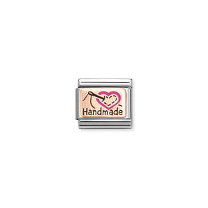 COMPOSABLE CLASSIC LINK 430204/01 HANDMADE WITH HEART 9K ROSE GOLD AND ENAMEL
